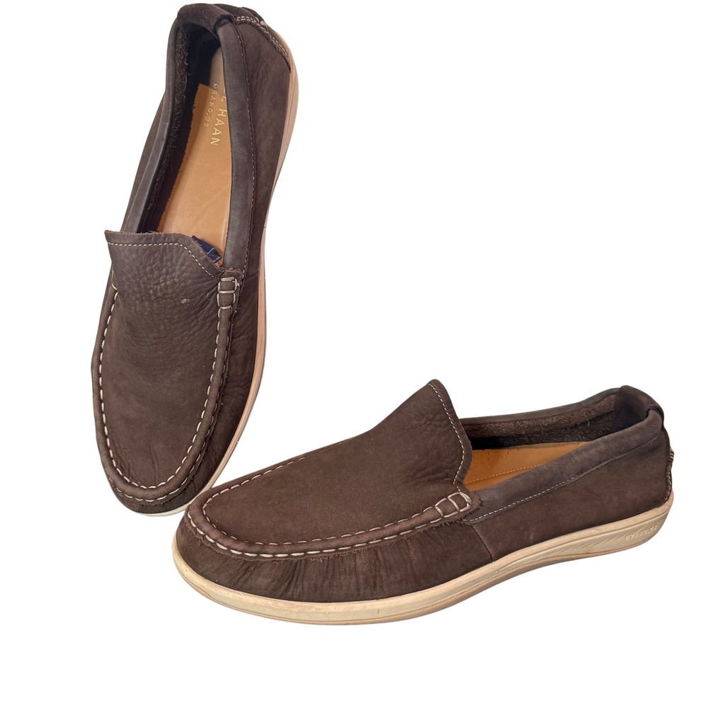 Cole Haan Grand OS Mens Boothbay Slip On Loafers Size 11.5 Brown Leather Preppy